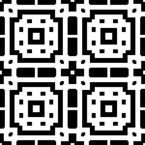 Repeated Black Quadrangles Crosses White Background Embroidery Ornament Motif Symmetric — Stock Vector