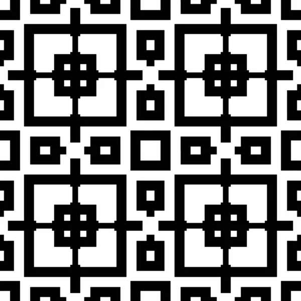 中国无缝窗示踪模式 重复样式的黑色正方形和横线在白色背景上 格子主题 对称几何网格壁纸 数字纸 矢量说明 — 图库矢量图片