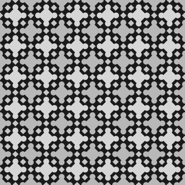 Kusursuz desen tasarımı. Tekrarlanan farklı renk şekilleri arka plan. Simetrik soyut duvar kâğıdı. Şebeke motifi. Dijital kağıt, sayfa dolguları, web desing, yüzey dokuları için. Vektör sanatı illüstrasyonu
