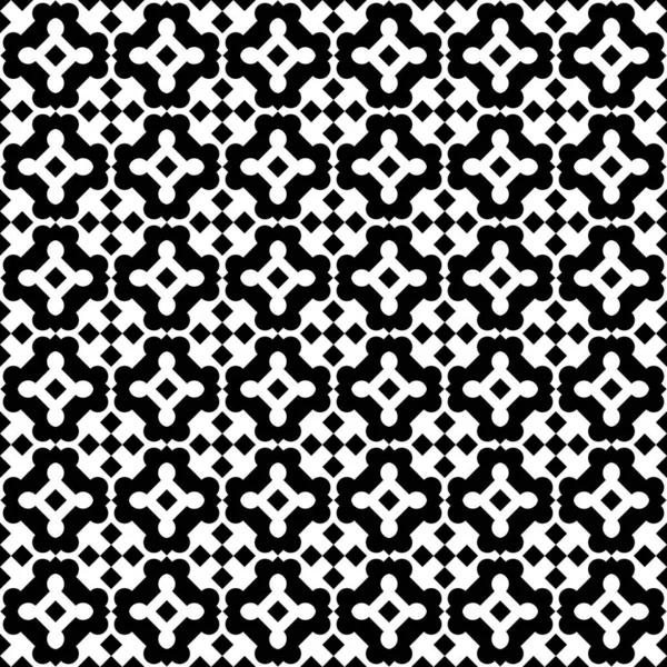 Seamless Surface Pattern Design Repeated White Figures Black Background Symmetric — Stock Vector