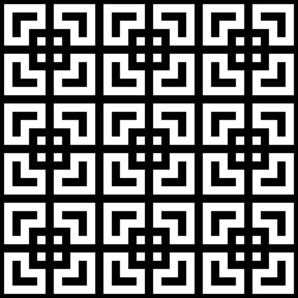 中国无缝窗示踪模式 在白色背景上重复样式化的黑色正方形 对称几何抽象墙纸 Trellis的主题数字纸 纺织品印刷 矢量说明 — 图库矢量图片
