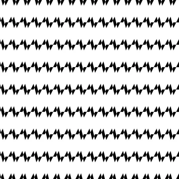 Seamless Horizontal Jagged Striped Pattern Repeated Black Angular Lines White — Stock Vector