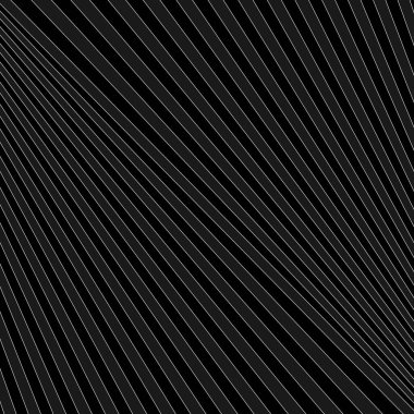 Çapraz çizgili çizimler. Siyah arkaplanda tekrarlanan gri çizgiler. Doğrusal süslemeli yüzeysel desen tasarımı. Disko ışıkları motifi. Çizgili duvar kağıdı. Açı ışınları. İnce çizgili vektör sanatı.