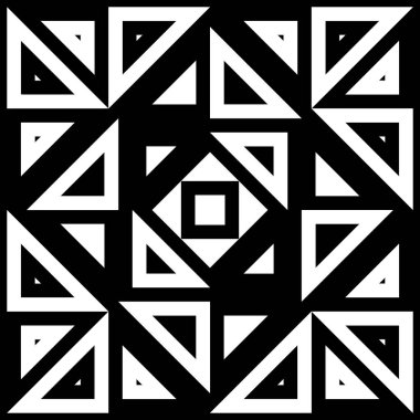 Kareler, üçgenler ve eşkenar dörtgenlerle yüzey dizaynı. Beyaz çokgenler soyut. Etnik işlemeli arka plan. Mozaik duvar kağıdı. En az sanat eseri. Geometri kompozisyonu olan dijital kağıt. Vektör resmi.