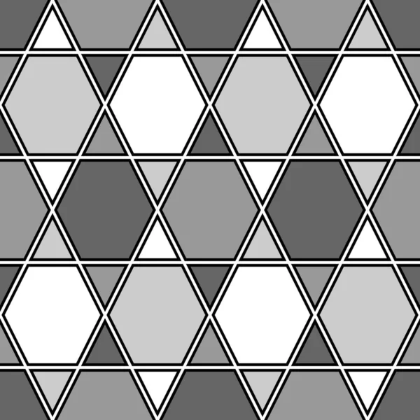 Mosaico Triángulos Adornos Hexagonales Rejilla Fondo Azulejos Étnicos Motivo Papel — Vector de stock