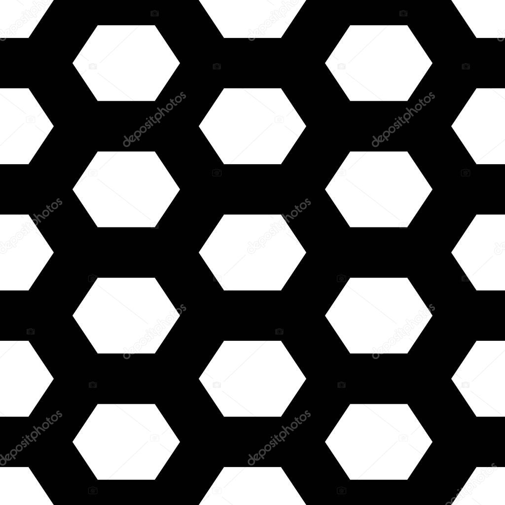 Hexagons. Honeycomb. Grid background. Ancient ethnic mosaic. Geometric grate wallpaper. Geometrical backdrop. Digital paper, web design, textile print. Seamless ornament pattern. Geometry abstract art