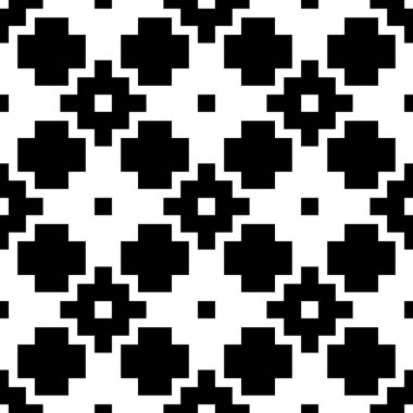 İnka haçlarıyla kusursuz desen süs eşyası demektir. Etnik işlemeli arka plan. Kabile duvar kâğıdı. Etnik halk imajı. Kabile motifi. Antik mozaik. Web tasarımı için dijital kağıt, tekstil baskısı. Vektör sanatı.