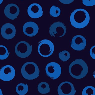 Polka noktalı fırça izi. Freehand grunge tasarım arka planı. Çember motifli modern asgari süs. Moda el çizimi geometrik baskı. Sanatsal el, soyut vektör duvar kağıdı çizmiş