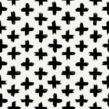 Boya fırçası pürüzsüz bir desen oluşturur. Freehand grunge tasarım arka planı. Çizgi motifi modern minimal süs. Moda el çizimi geometrik baskı. Sanatsal el, soyut vektör duvar kağıdı çizmiş