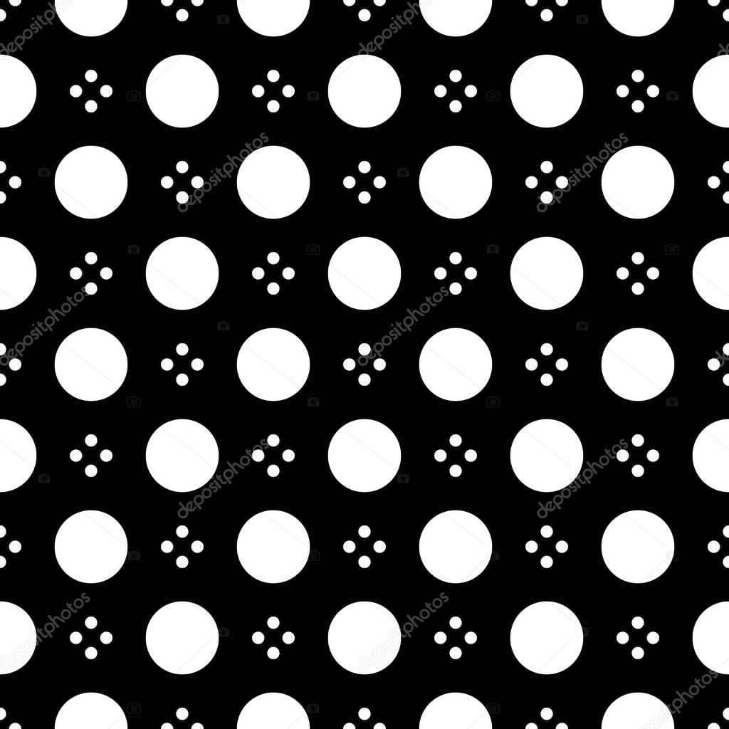 Seamless circles pattern. Polka dot ornament. Dots image. Tribal backdrop. Rounds background. Dotted motif. Digital paper, ethnic textile print, folk web design, abstract wallpaper. Vector artwork