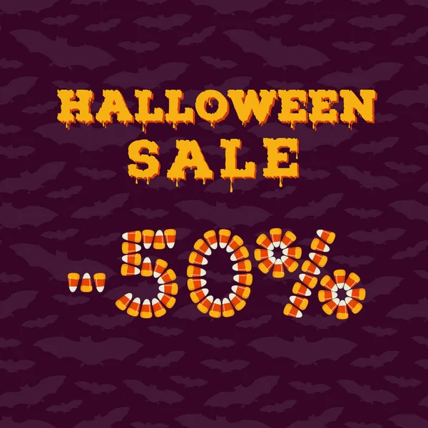 Feliz Cartel Tipográfico Venta Halloween Letras Anuncios Navideños Efecto Texto — Vector de stock