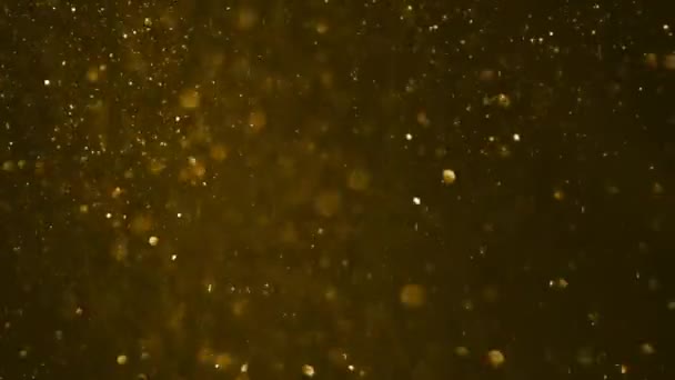 Gouden Deeltjes Abstracte Achtergrond Met Gouden Glanzende Sterren Stof Bokeh — Stockvideo