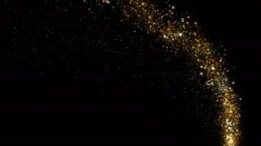 Yavaşça uçan altın tozlu bir arka plan. Altın parçacıkların soyut arkaplanı.