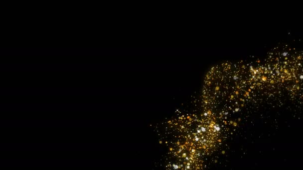 Fond avec de la poussière dorée volant lentement. Fond abstrait de particules d'or.