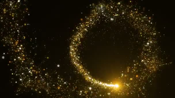 Fond avec de la poussière dorée volant lentement. Fond abstrait de particules d'or.