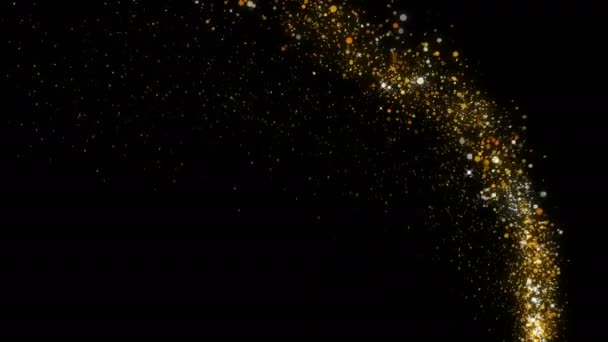 Fond avec de la poussière dorée volant lentement. Fond abstrait de particules d'or.