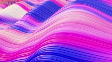 Değişen çok renkli renk dalgalarının soyut arkaplanı. Dalga renklerinin 3 boyutlu animasyonu, holografik renkler, dokular, dalgalanmalar.