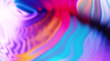 Değişen çok renkli renk dalgalarının soyut arkaplanı. Dalga renklerinin 3 boyutlu animasyonu, holografik renkler, dokular, dalgalanmalar.