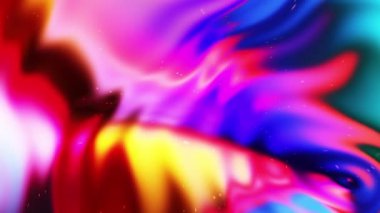 Değişen çok renkli renk dalgalarının soyut arkaplanı. Dalga renklerinin 3 boyutlu animasyonu, holografik renkler, dokular, dalgalanmalar.