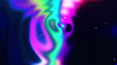 Değişen çok renkli renk dalgalarının soyut arkaplanı. Dalga renklerinin 3 boyutlu animasyonu, holografik renkler, dokular, dalgalanmalar.