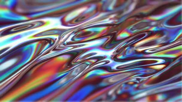 Абстрактный Фон Движущихся Разноцветных Волн Цветов Анимация Волновых Цветов Голографических — стоковое видео