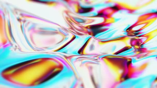 彩色彩色波运动的抽象背景 全息图色 波纹的3D动画 — 图库视频影像