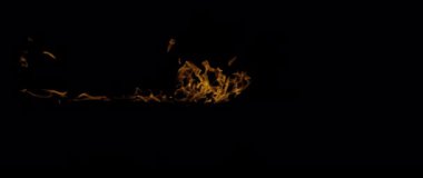 Slow Motion video çekimi Fire Flames and Burning. Siyah arka planda gerçek bir yangın tetikleyici..