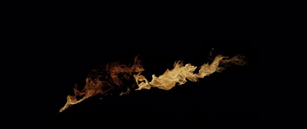 Slow motion video natáčení ohně plameny a hoření. Skutečný oheň zapalovač na černém pozadí. — Stock video