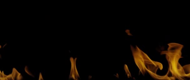 Slow Motion Video Çekimi Fire Flames Burning Siyah Arka Planda — Stok video