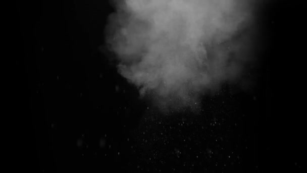 4K Dirty Hits, Detonate dust on a wall with chunks of debris flying out . Powder explosion on black background. Impact dust particles. Dust explosion on black background, slow-motion close up. VFX — Stock Video