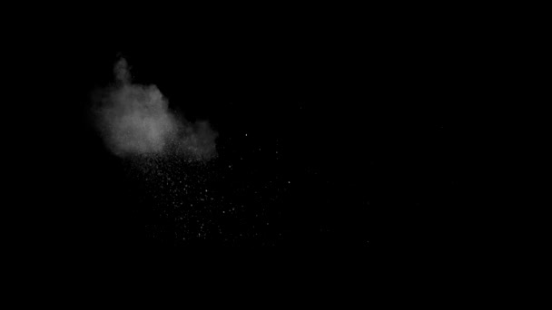 4K Dirty Hits, Detonate dust on a wall with chunks of debris flying out . Powder explosion on black background. Impact dust particles. Dust explosion on black background, slow-motion close up. VFX — Stock Video