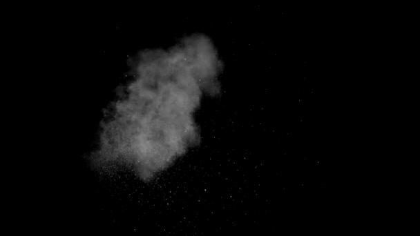 4K Dirty Hits, Detonate dust on a wall with chunks of debris flying out . Powder explosion on black background. Impact dust particles. Dust explosion on black background, slow-motion close up. VFX — Stock Video