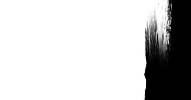 Boyalı Fırça Vuruşu Çerçevesi Giriş Arkaplan / 4k gerçekçi bir el yapımı siyah beyaz boya fırçası doldurma dizisinin animasyonu