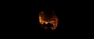 Yavaş hareket eden temiz ateş, tutuşan ve yanan. Siyah bir arka planda, gerçek alevlerden oluşan bir çizgi yanar..