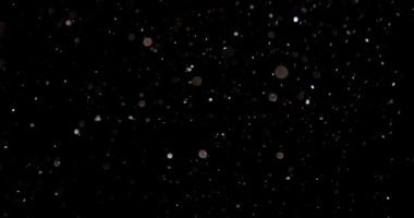 Güzel altın parıldayan parçacıklar, yavaş çekimde siyah zemin üzerinde parlayan mercekler..