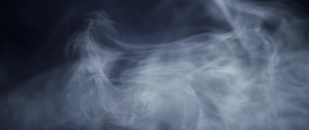 抽象的な遅い動きで白い煙。煙、スポットの背景に冷たい霧の雲。光、白、霧、雲、黒の背景、 4k — ストック動画