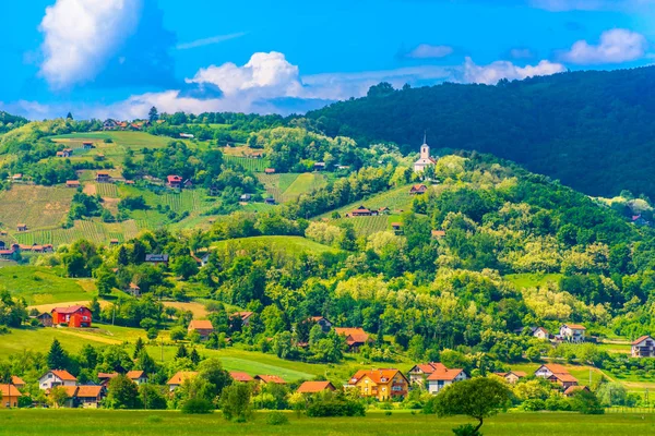 Pregrada Zagorje 多彩的风景 风景秀丽的风景在 Pregrada Zagorje 地区的小镇 克罗地亚 — 图库照片