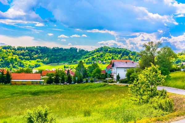 Χωριό Βόρεια Κροατία Zagorje Γραφική Θέα Στο Μαρμάρινο Τοπίο Χωριό — Φωτογραφία Αρχείου