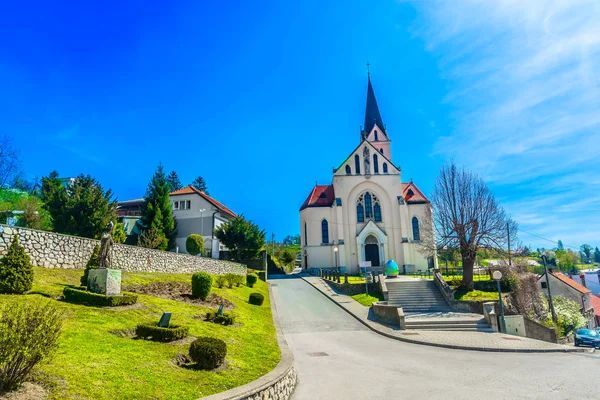 Krapina Paisaje Arquitectura Primavera Vista Panorámica Pintoresca Arquitectura Colorida Ciudad —  Fotos de Stock