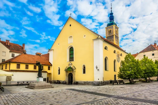 Igreja Franciscana Varazdin Cidade Vista Panorâmica Igreja Franciscana Medieval Norte — Fotografia de Stock