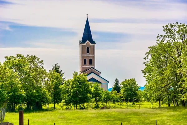 Zagorje Kościół Krajobraz Scenic Malowniczy Widok Mały Kościół Malowniczego Regionu — Zdjęcie stockowe