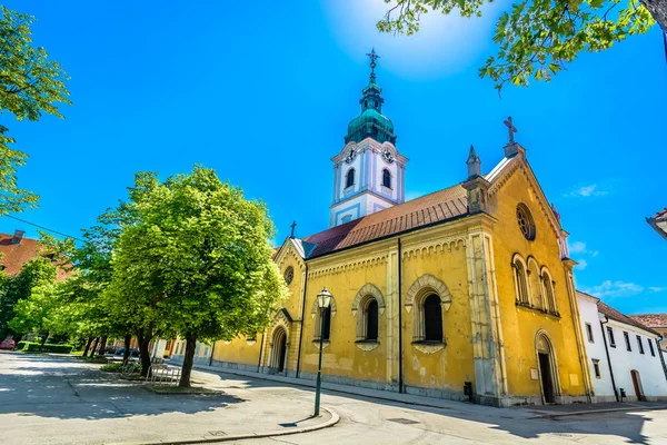 Karlovac Церковної Архітектури Мальовничим Видом Архітектури Бароко Вулиці Місті Karlovac — стокове фото