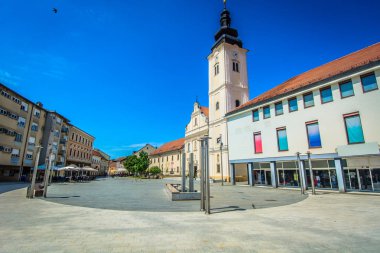 Cakovec landmark view scenery. / Scenic view at city center of Cakovec town in Northern Croatia, church landmark.  clipart