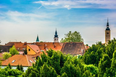 Varaždin havadan görünümü manzaralar. / Renkli pitoresk eski şehir Varaždin Kuzey Hırvatistan, Europe, havadan görünümü. 