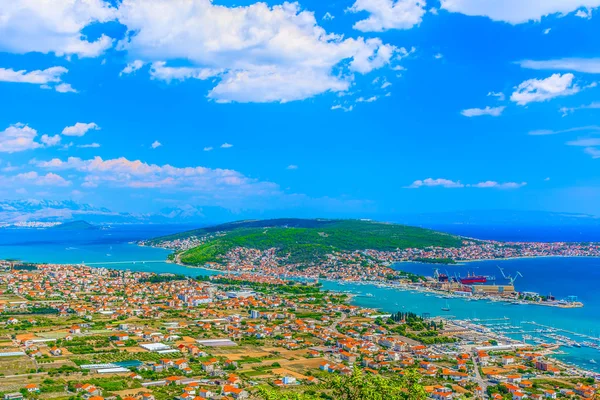 Trogir Ciovo Luftbild Luftaufnahme Der Riviera Von Trogir Sommer Landschaft Stockfoto