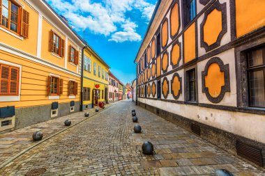 Barok sokak Varaždin kasaba. / Şehir Merkezi Varaždin kasaba, Hırvatistan Avrupa renkli Barok Street doğal görünümü. 