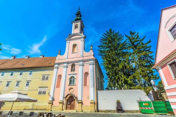 Varazdin Kathedraal Landmark Weergave Schilderachtig Uitzicht Kathedraal Stad Varazdin Kroatië — Stockfoto