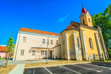 Eski mimari Zagorje anıt. / Sarı Kilisesi Kazısı Koprivnica eski şehir doğal görünümü, Hırvat seyahat yerler. 