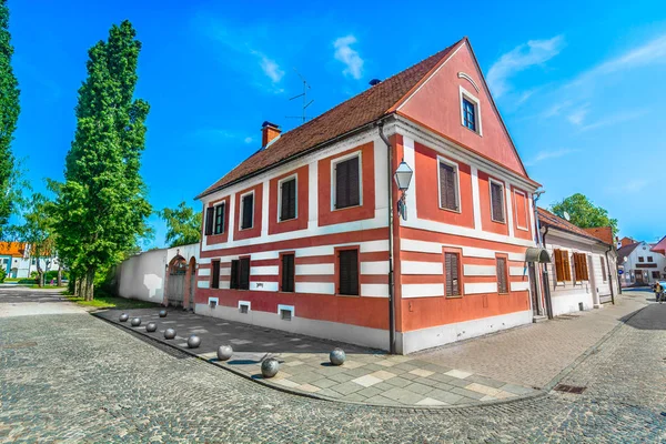 Varazdin baroque style town. / Scenic view at colorful baroque architecture in old Varazdin town.