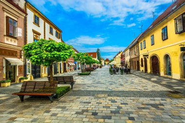 Varaždin sokak Kuzey Hırvatistan. / Ünlü pitoresk Street şehirde şehir merkezi Varaždin Barok, Hırvatistan Avrupa doğal görünümü. 